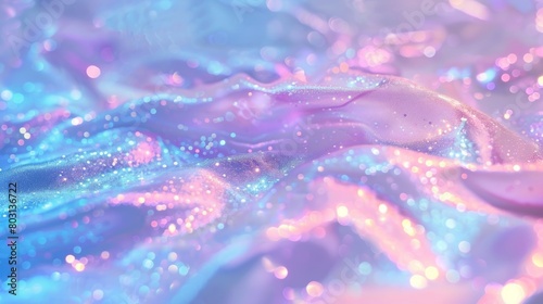 Abstract background of holographic foil in pink, blue and white colors