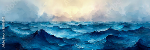 Stylized Ocean Waves with Ethereal Light - Artistic Seascape photo