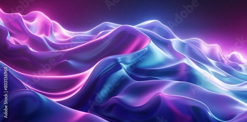 Wallpaper Mural 3d render of abstract background with colorful waves, gradient purple and blue colors, curved lines and glowing elements, futuristic design for banner or presentation Torontodigital.ca