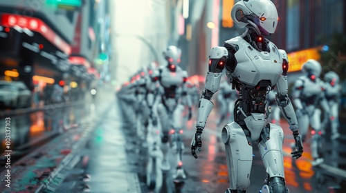 Wallpaper Mural A scene of the artificial intelligence robot walking on the street. Torontodigital.ca