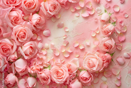 Blush Rose Delight  A Tapestry of Pink Roses and Petals