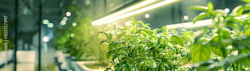 High-tech urban farming at a corporate facility  telepresence tools used for monitoring and maintaining plant health