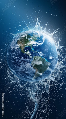 Saving water and world environmental protection concept. Eearth, globe, ecology, nature, planet concepts created by ai © gustav