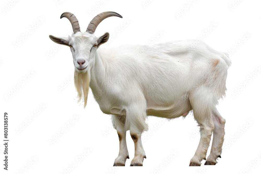 White Goat with Curved Horns Isolated on transparent White Goat with Curved Horns Isolated on transparent