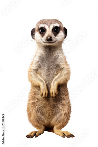 Alert Meerkat Standing on Two Feet Isolated © Tony A