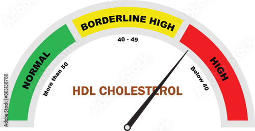 HDL Cholesterol High Level, High Cholesterol Test, HDL Cholesterol Test, Cholesterol meter icon, Medical Diagnostic Tool