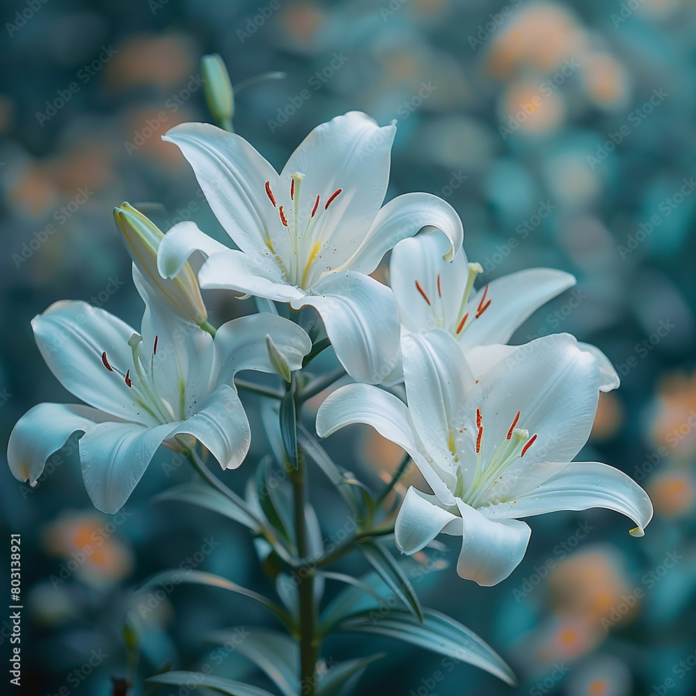 Fototapeta premium closeup of lily flowers in the garden generated.AI