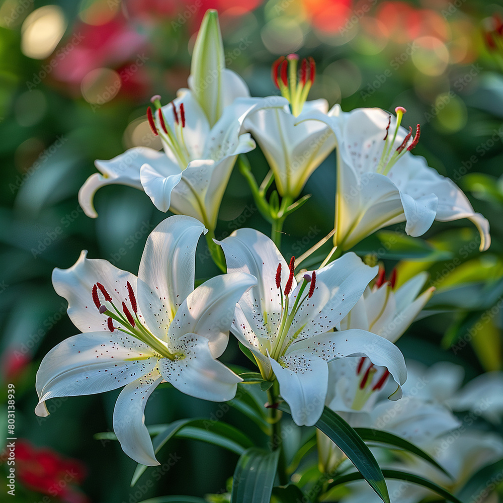 Fototapeta premium closeup of lily flowers in the garden generated.AI