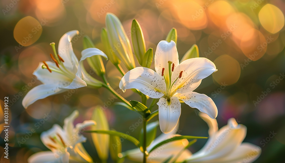 closeup of lily flowers in the garden generated.AI