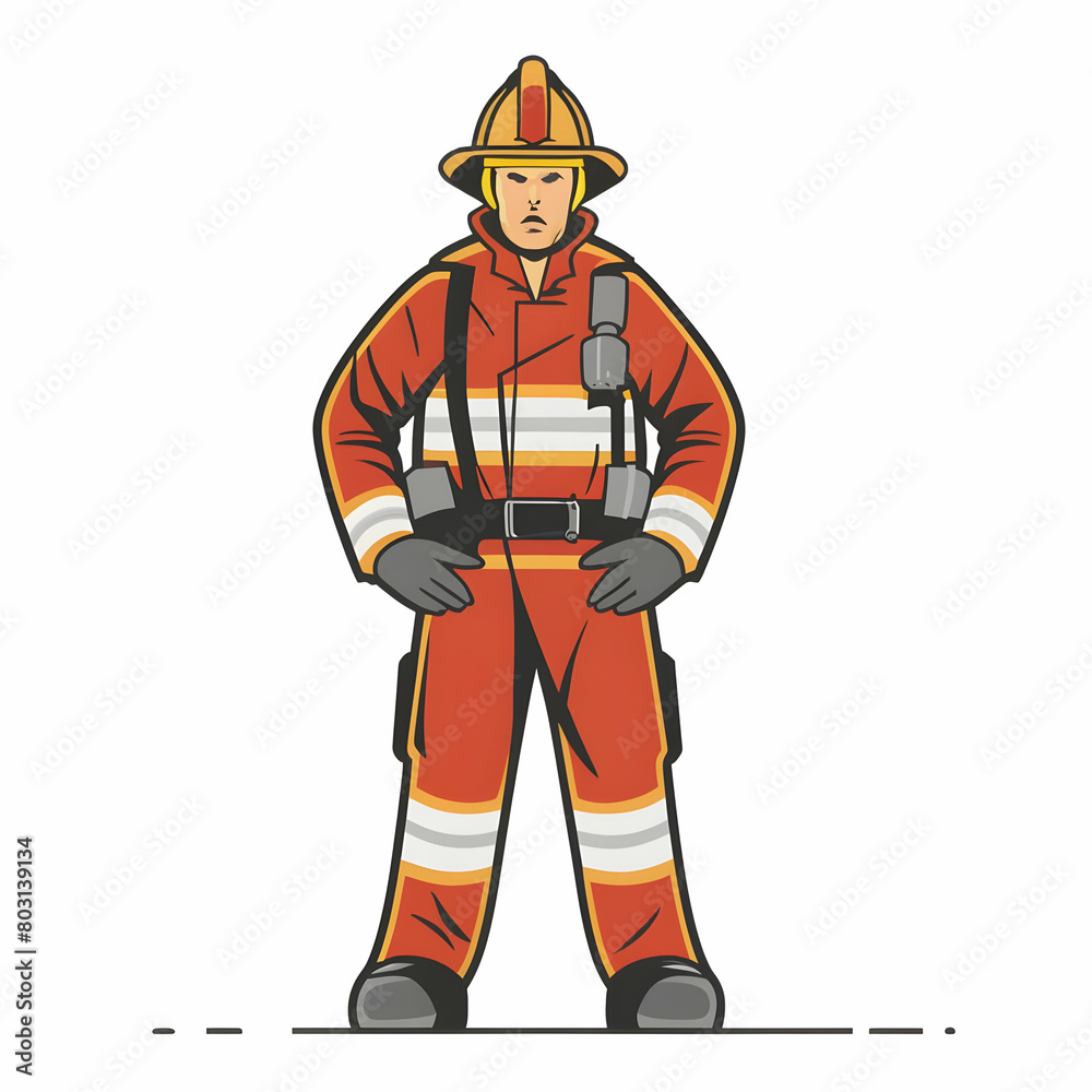 Fire fighter man illustration, ilustrasi for kid