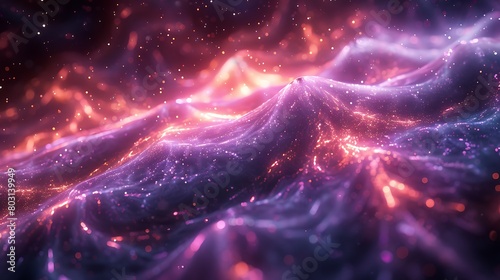An abstract universe scene with vibrant swirls of cosmic dust and luminous nebulae  dancing together in a spellbinding spectacle.