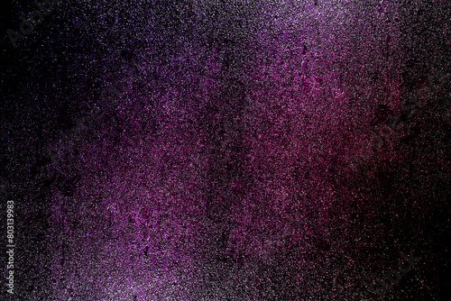 Black dark purple orange red shiny glitter abstract background with space. Twinkling glow stars effect. Like outer space, night sky, universe. Rusty, rough surface, grain.