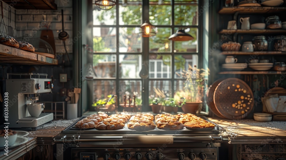 Warm Home Kitchen with Freshly Baked Pastries