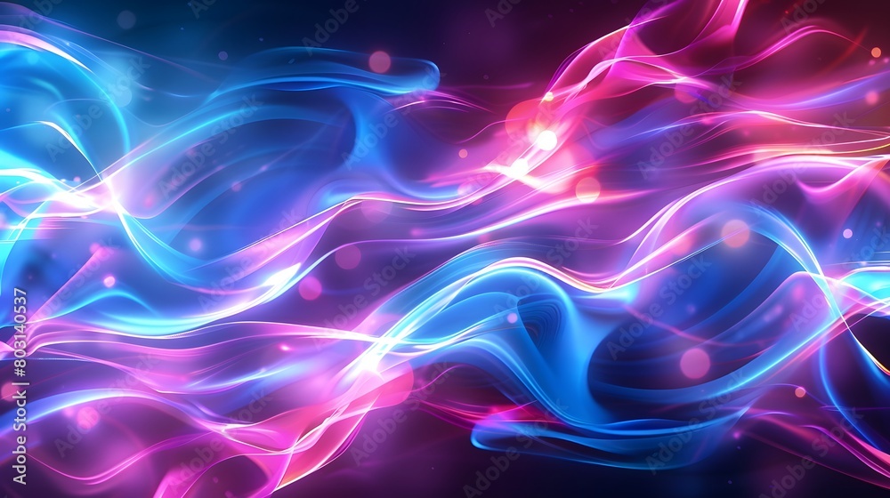 abstract background with glowing lines and bokeh, futuristic wave
