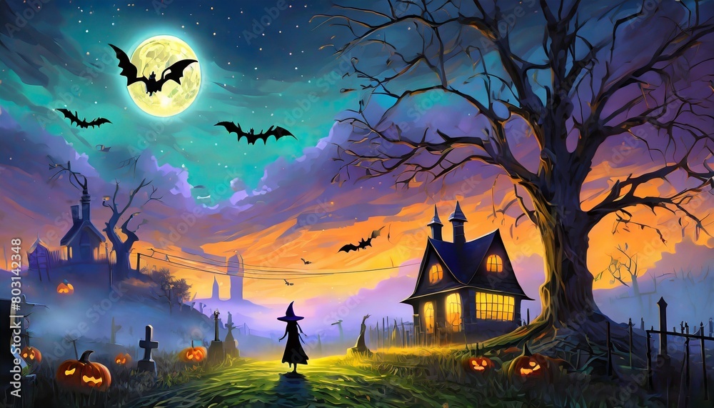 halloween night scene