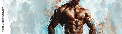 Create an image of a very muscular man with bulging biceps and a defined chest photo