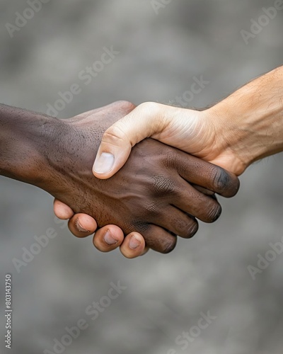 Two men from different backgrounds clasping hands in a gesture of mutual respect and understanding