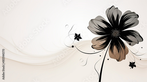 Floral background with place for text. Black flowers on a white background.