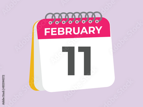 February 11 calendar reminder. 11 February daily calendar icon template. Calendar 11 February icon Design template. Vector illustration
