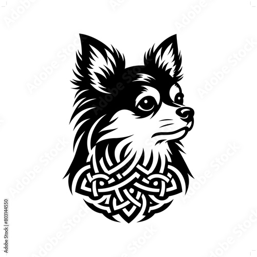 dog, chihuahua silhouette in animal celtic knot, irish, nordic illustration