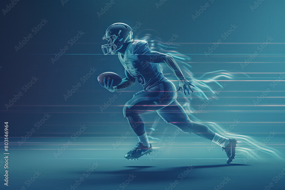 Football player with KI Stripes, fast, technology