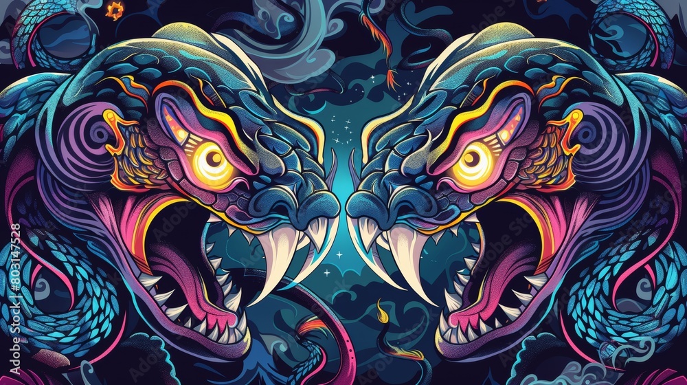 This Cartoon Modern Tattoo Depicts Serpents Entwining In A Ball With