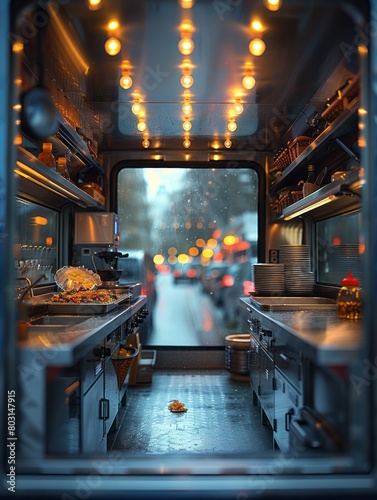 Blurred Food Truck Interior