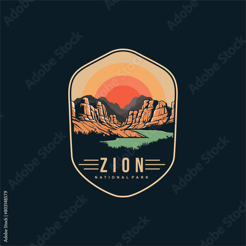 Zion National Park Emblem patch logo illustration