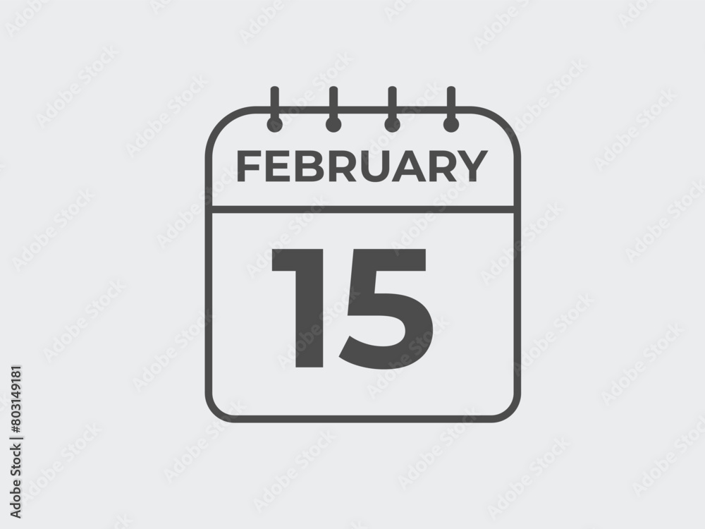 February 15 calendar reminder. 15 February daily calendar icon template. Calendar 15 February icon Design template. Vector illustration
February 15 calendar reminder. 15 February daily calendar icon template. Calendar 15 February icon Design template. Vector illustration