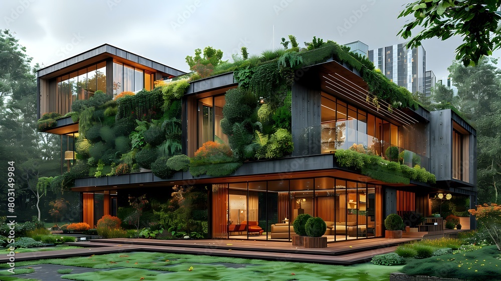 Green Building: Modern Design with Living Green Walls