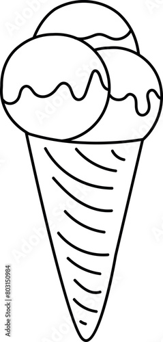 Black outline of an ice cream cone