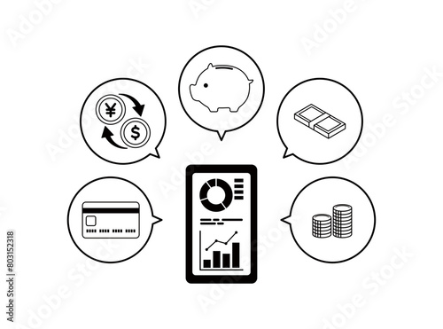 スマートフォンとお金に関するイラスト