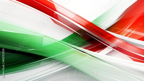 Abstract representation of the Italian flag colors; green, white, and red