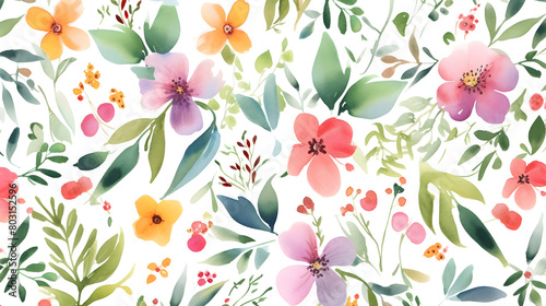 This print pattern is watercolor small flowers abstract graphic poster background © yonshan