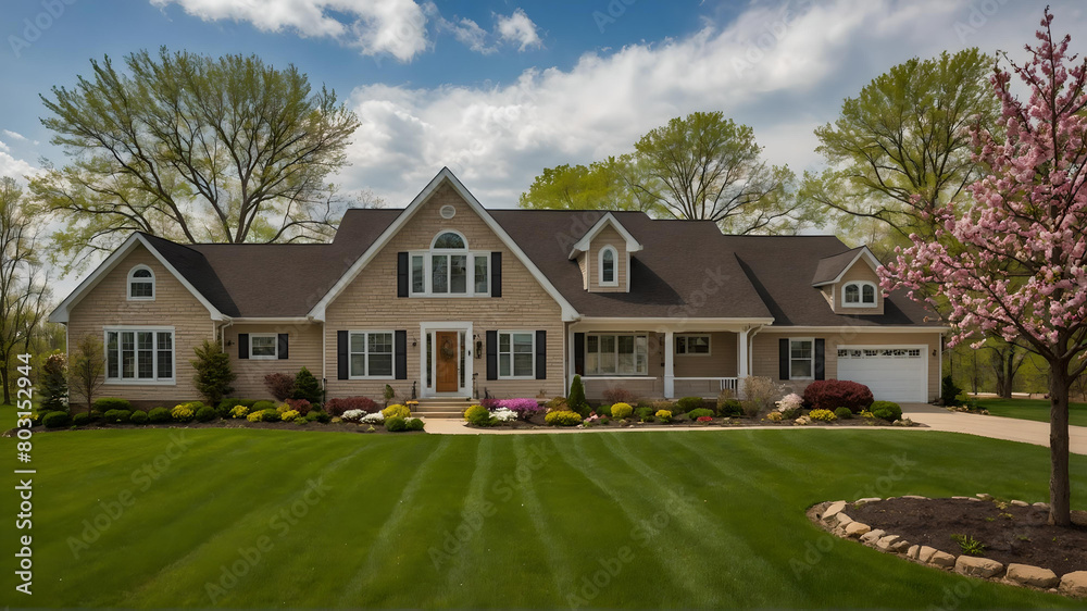Stunning Spring in Michigan With Beautiful Michigan Style House and Beautiful View. Stunning Spring in Michigan With Beautiful Michigan Style House and Beautiful View.