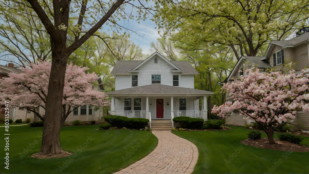 Stunning Spring in Michigan With Beautiful Michigan Style House and Beautiful View. Stunning Spring in Michigan With Beautiful Michigan Style House and Beautiful View.