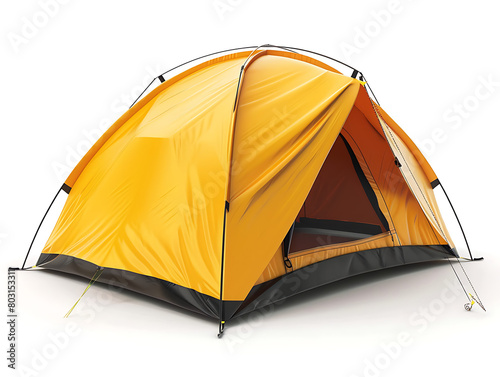 camping tent  isolated white background  equipment for traveling to see the beauty of nature