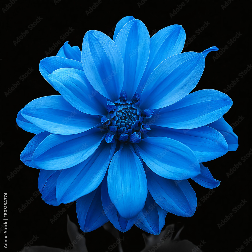 blue flower isolated on black background