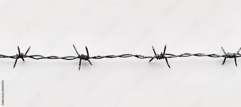 Long Barbed wire on white background Long Barbed wire on white background