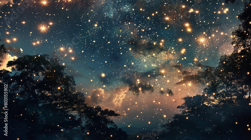 Glittering stars descend from the heavens, transforming the landscape into a celestial wonderland.