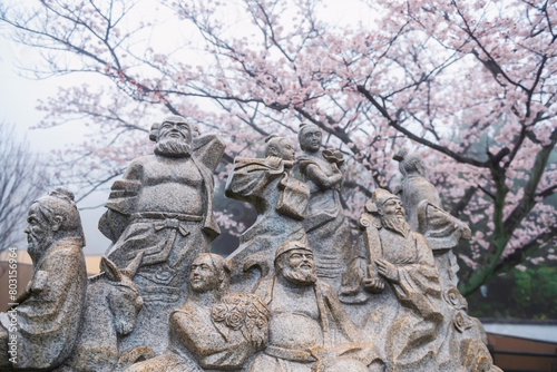 Statue of eight Immortals of legendary Xian at Beppu park