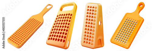 PNG grater 3d icons and objects collection, in cartoon style minimal on transparent, white background, isolate