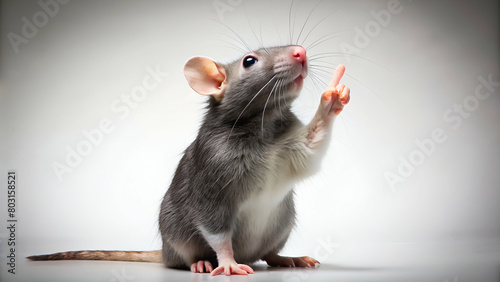 a dirty rat pointing up photo