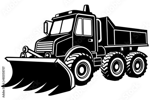 Snowplow silhouette vector illustration isolated on a white background. Snow plow truck concept  design. © Sumondesigner_42