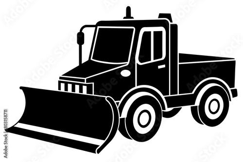 Snowplow silhouette vector illustration isolated on a white background. Snow plow truck concept  design.