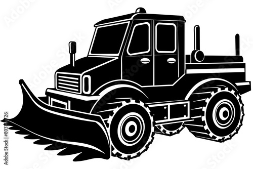 Snowplow silhouette vector illustration isolated on a white background. Snow plow truck concept  design.