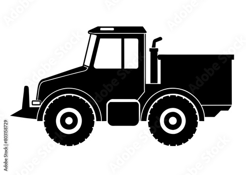 Snowplow silhouette vector illustration isolated on a white background. Snow plow truck concept  design.