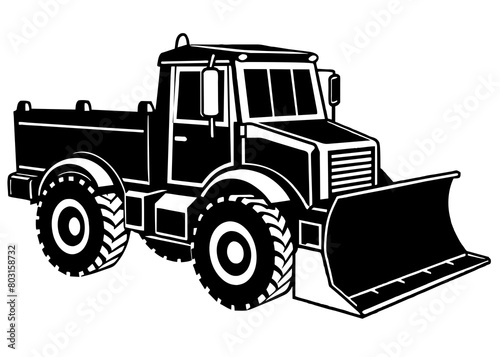 Snowplow silhouette vector illustration isolated on a white background. Snow plow truck concept  design.