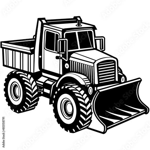 Snowplow silhouette vector illustration isolated on a white background. Snow plow truck concept  design.