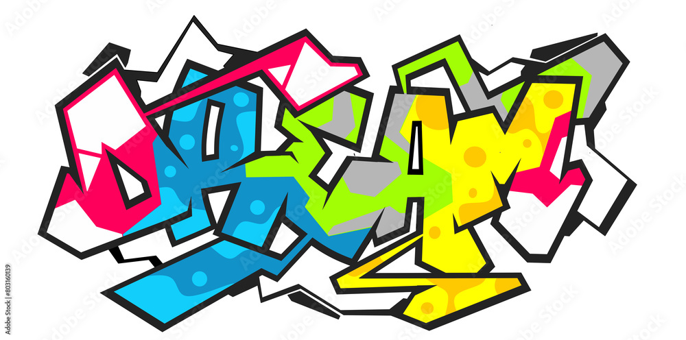 Dream word graffiti text font sticker